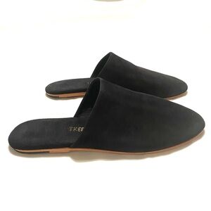 TKEES Ines Suede Mule Slippers - Black, US 7